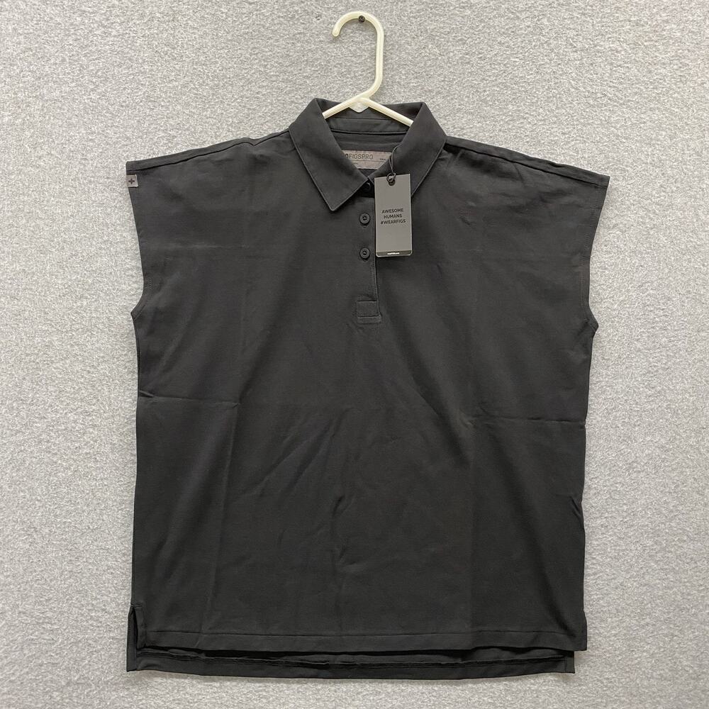 FIGS PRO Ella Scrub Polo Women’s Small Black Technical Pique Pima Cotton NWT